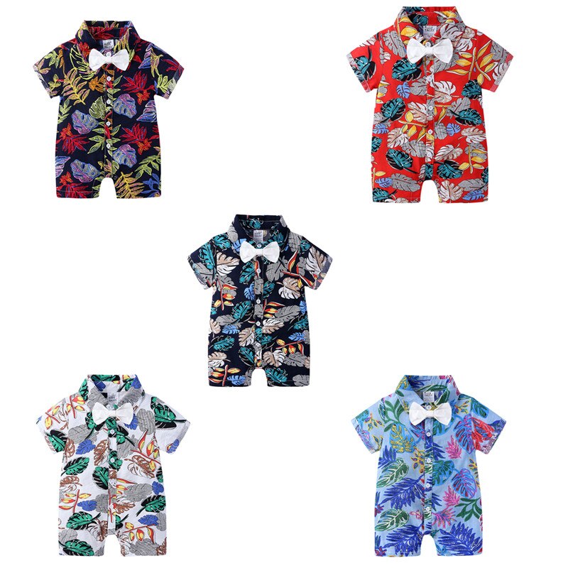 Een Stuk Kleding Baby Baby Boy Korte Mouw Romper Jumpsuit Bloemen Een Stuk Bodysuit Shirt Hawaiian Outfits