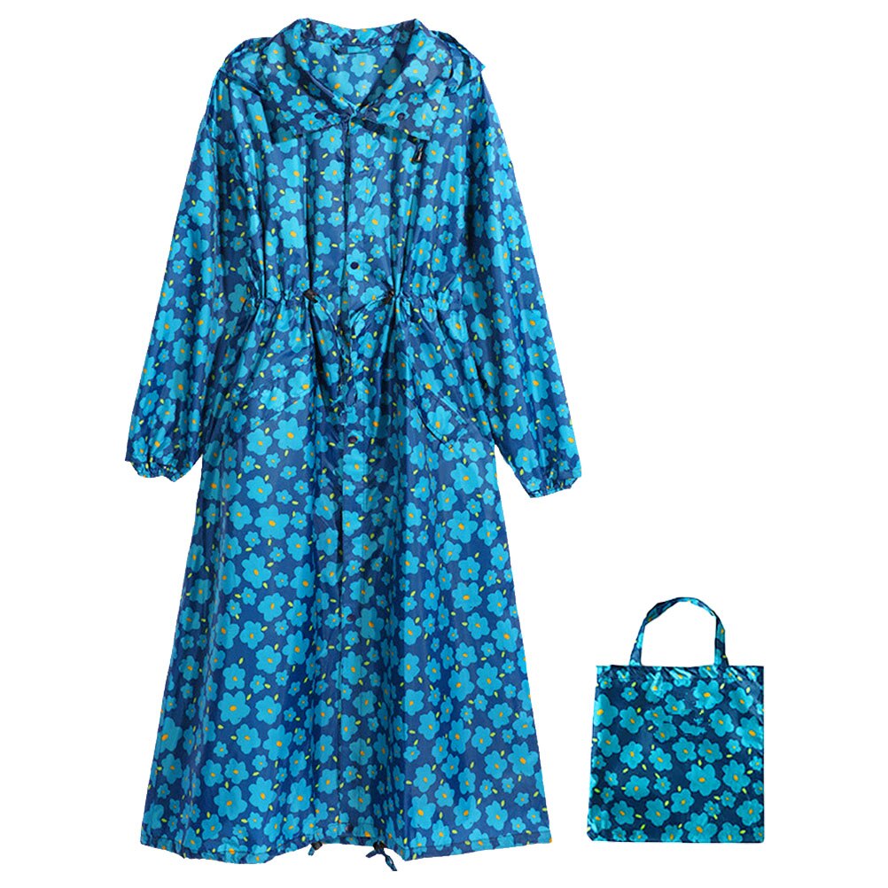 Women Waterproof Hooded Raincoat Light Foldable Windproof Long Rainwear