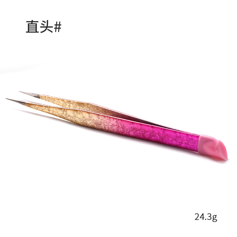 Pinzas para decoración de uñas de doble punta, con cabezal de presión de silicona, pegatina de diamantes de imitación, herramienta de selección, pinzas para pestañas de acero inoxidable, 1 ud.
