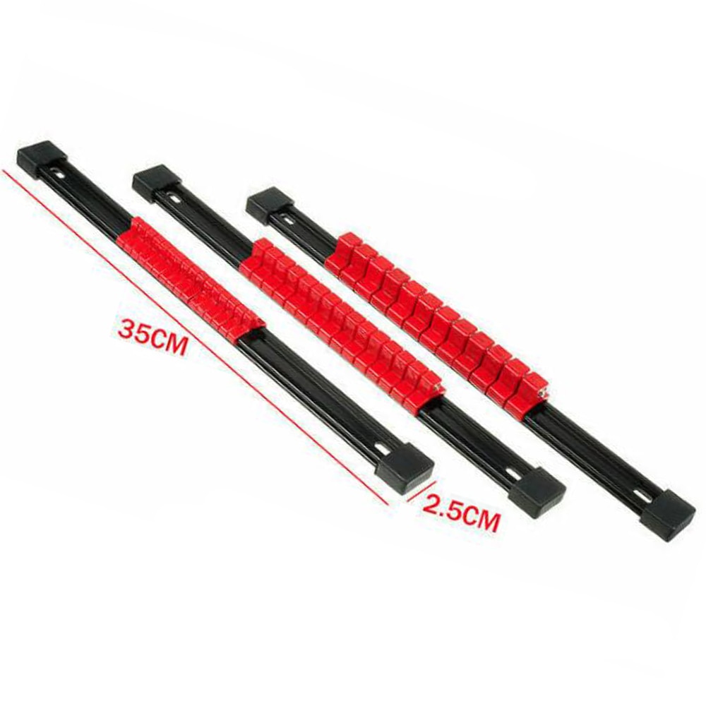 6Pcs ABS Socket Wrenches Holder Adjustable Finisher 1/4 3/8 1/2 Storage Mountable Sliding Stand Sleeve Holder Rail Rack Tool