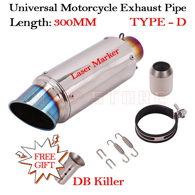51MM Motorcycle Short Exhaust Slip On Universal Modified Moto Escape DB Killer Muffler For S1000RR Z900 CBR1000 R3 R25 MT07 MT09: TYPE-D