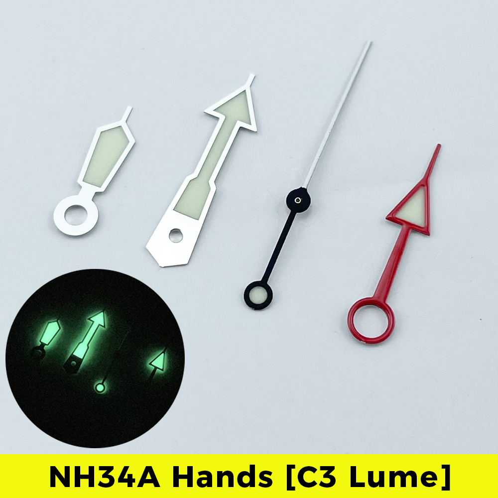 NH34A GMT aiguilles C3 Lume 4 aiguilles pour SKX007 SKX SSK GMT Mod SUPER LUME NH35 aiguilles vertes de: Cowboy Rouge