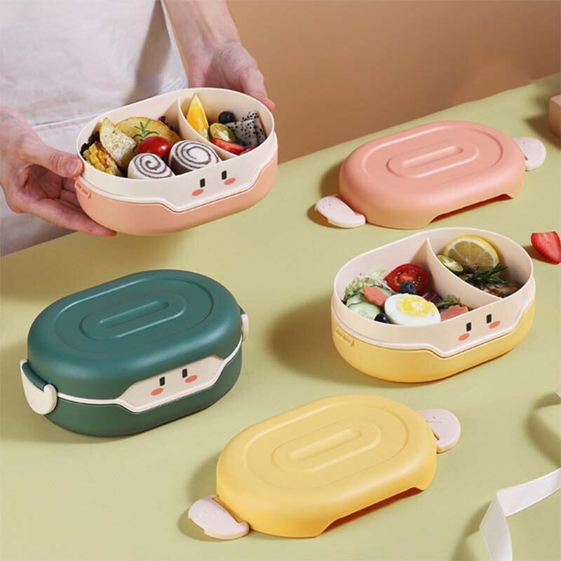 Kawaii Lunch Box Double Student Bento Box Microwave Boxes Food Storage With Independent Box Cutlery For Camping Storage Box