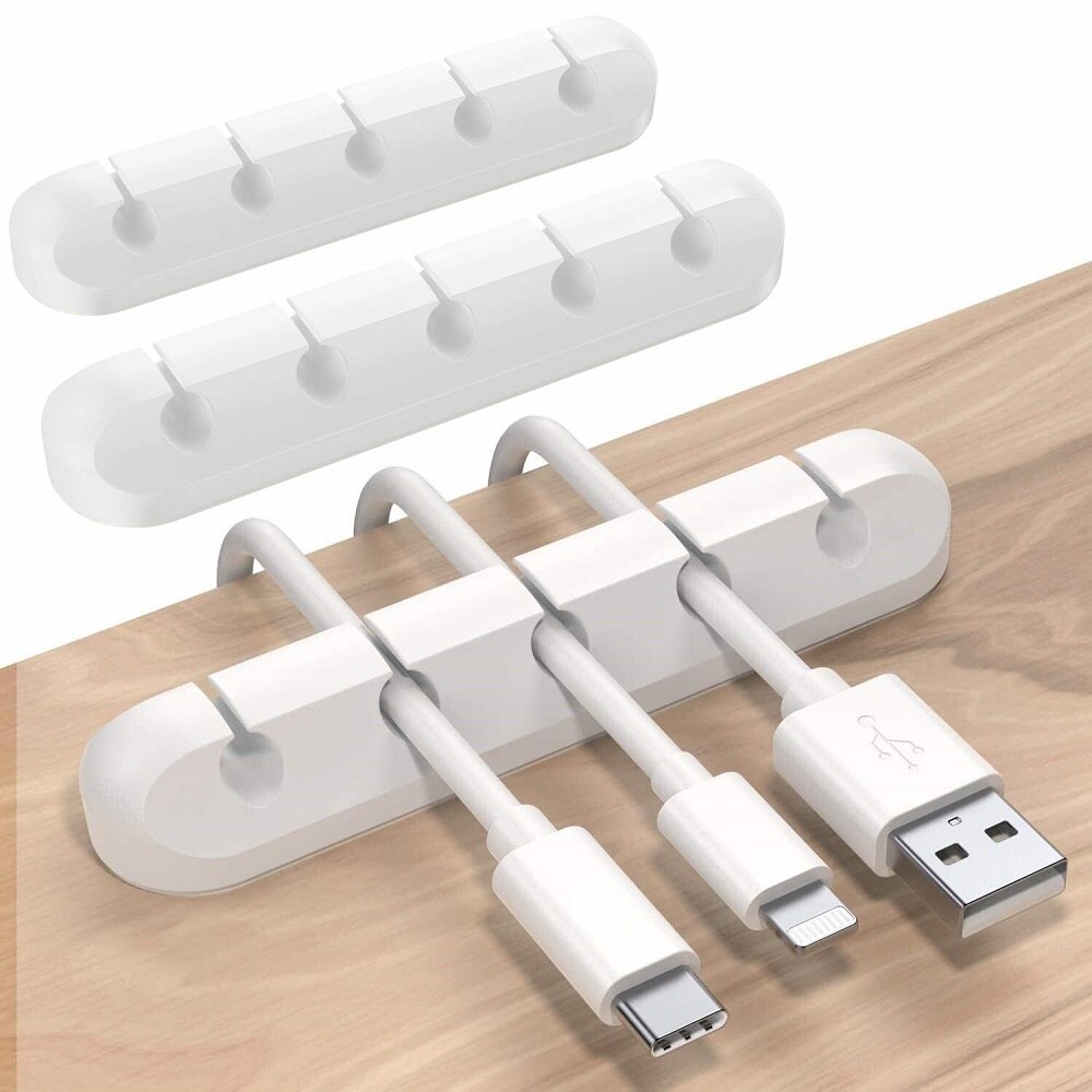 Mulit Protect Usb Cable Protector 5Hole Organizer for Cable Management Table Organizer Desktop Organizers for Office Tapa Cables: White 3 Pack