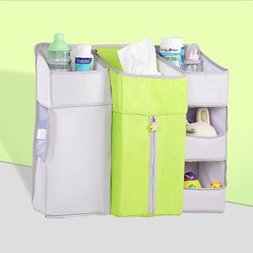 Baby krybbe seng hængende opbevaringstaske babyseng arrangør nyfødt tremmeseng tremmeseng sengetøjssæt barn børneopbevaring babysengesæt: Lysegrøn