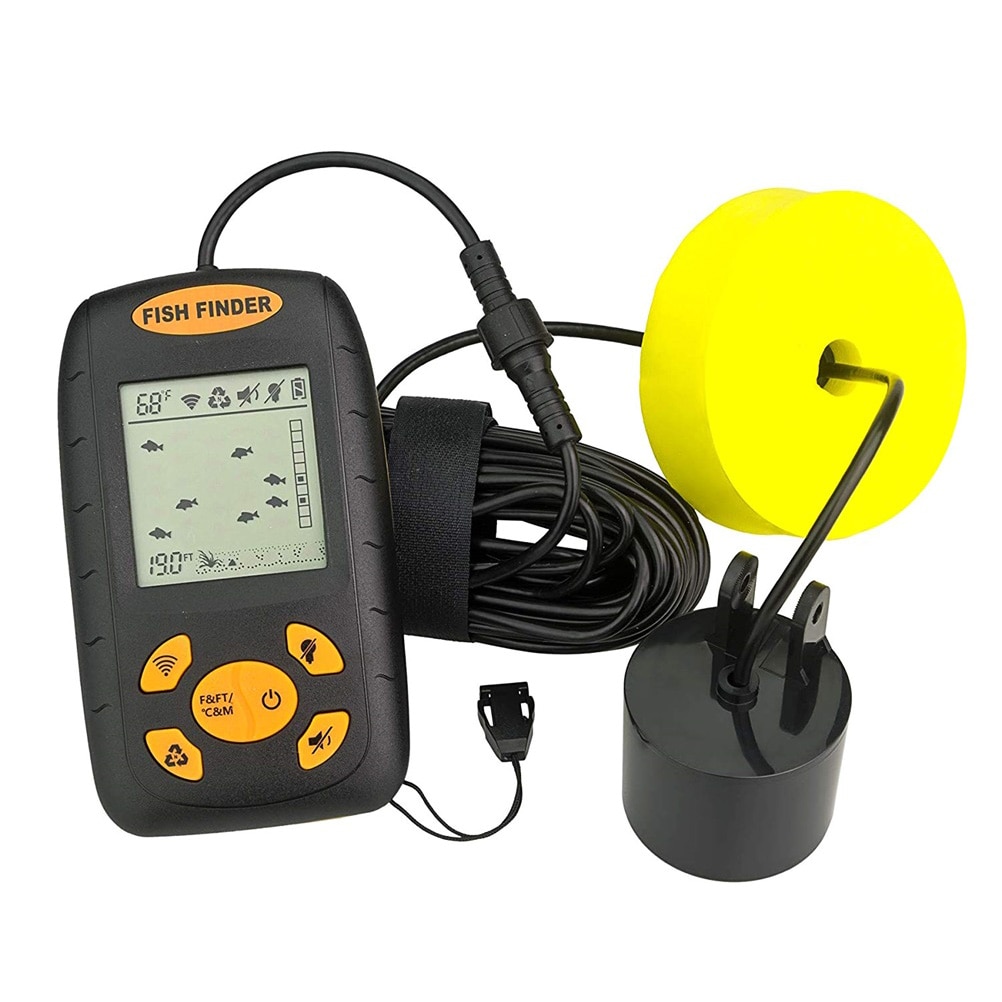 Portable Fish Finder LCD Display Water Depth Temperature Fishfinder with Wired Sonar Sensor Transducer