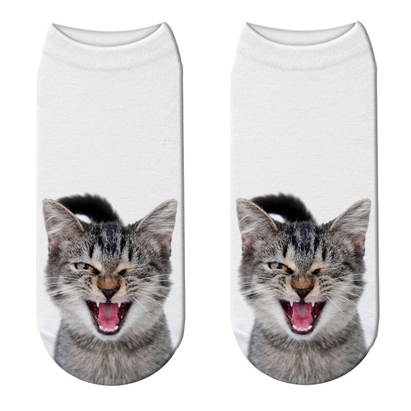 Women 3D Printed Animal Socks Funny Cartoon Cat Dog Cotton Low Ankle Unisex Socks носки с принтами: Style5