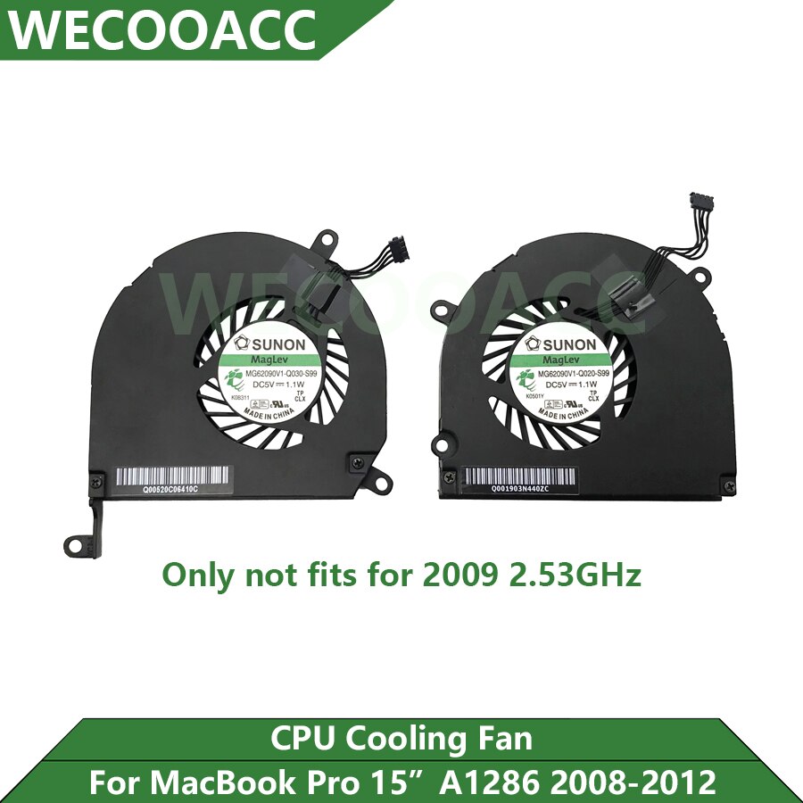 Original A1286 Fan MG62090V1-Q030-S99 For Macbook Pro 15" A1286 CPU Cooling Fan Replacement Years