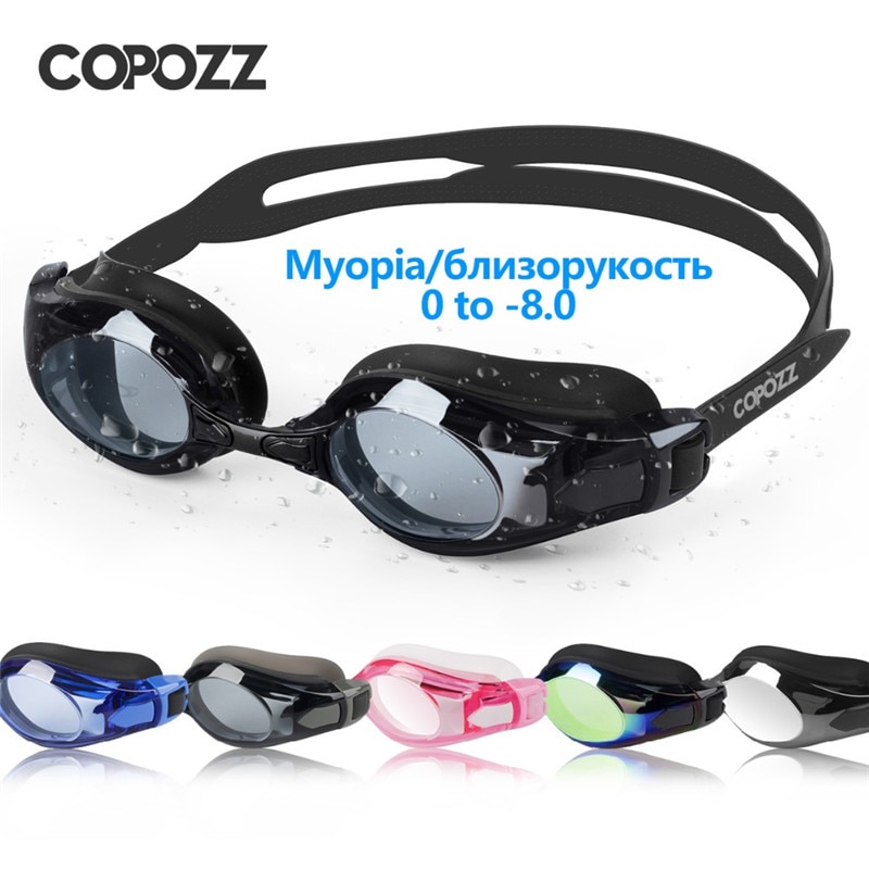 COPOZZ Schwimmen Brille Myopie Unterstützung 0-1,5 zu-5 Anti fog UV Protecion Schwimmen Gläser Dioptrien Fit für erwachsene Männer Frauen