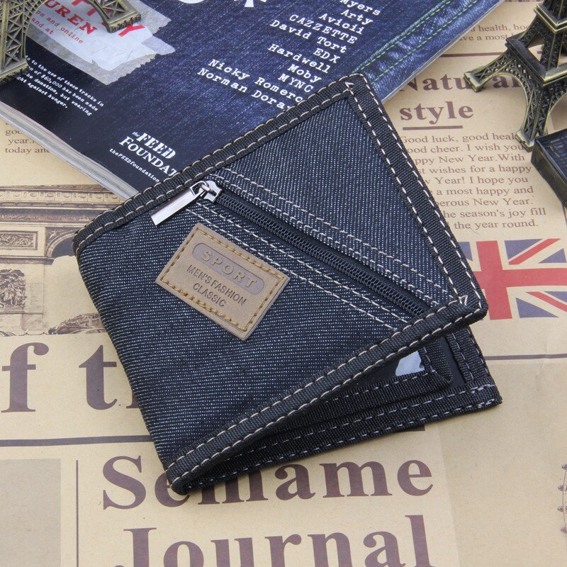 Causal Men's Canvas Wallet Short Men Wallets Teenagers Zipper Coin Purse Credit Bank Card Case Holder