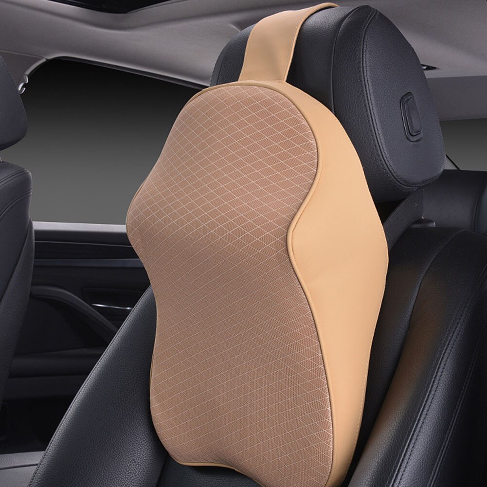 3D Memory Foam Car Headrest Car Neck Pillow Head Restraint In Car Headrest Pillow Automobile Pillow Neck Travel Pillow: Beige