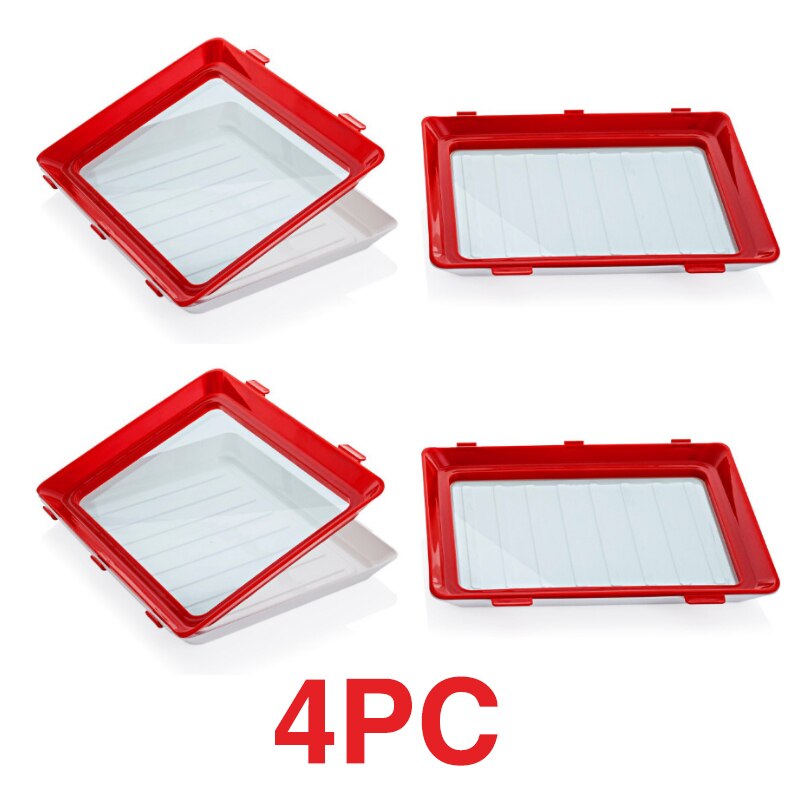 6pcs Clever Tray Magic Food Preservation Tray Healthy Preservation Tray Keep Vegetables Fruit Meat Fresh: 4pcs