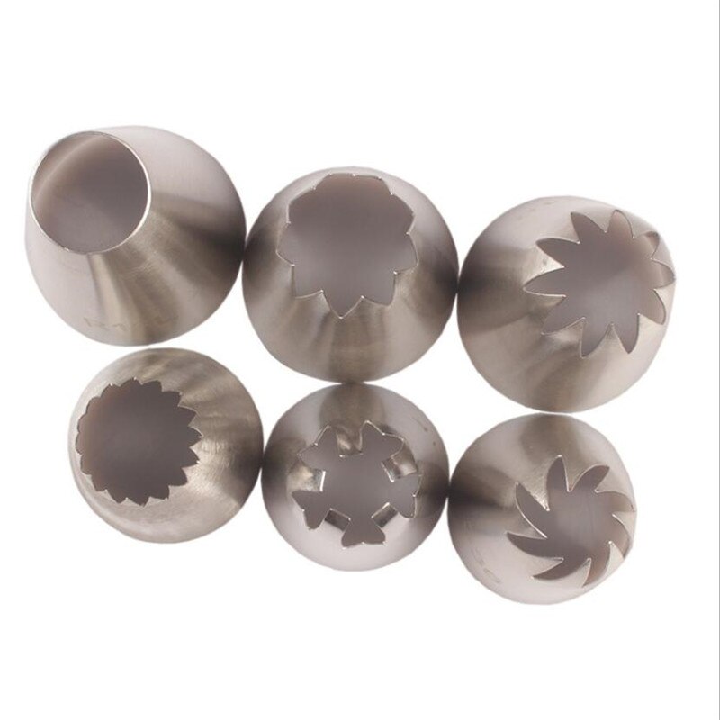 6pcs Large Icing Piping Nozzles For Decorating Cake Baking Cookie Cupcake Piping Nozzle Stainless Steel Pastry Tips Cupcake