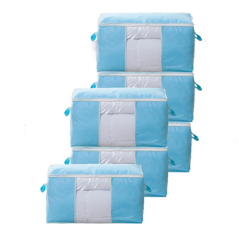 Clothes Storage, Foldable Thick Fabric Blanket Storage Bags, Storage Containers for Organizing Bedroom, Closet, Comforter: SKY BLUE