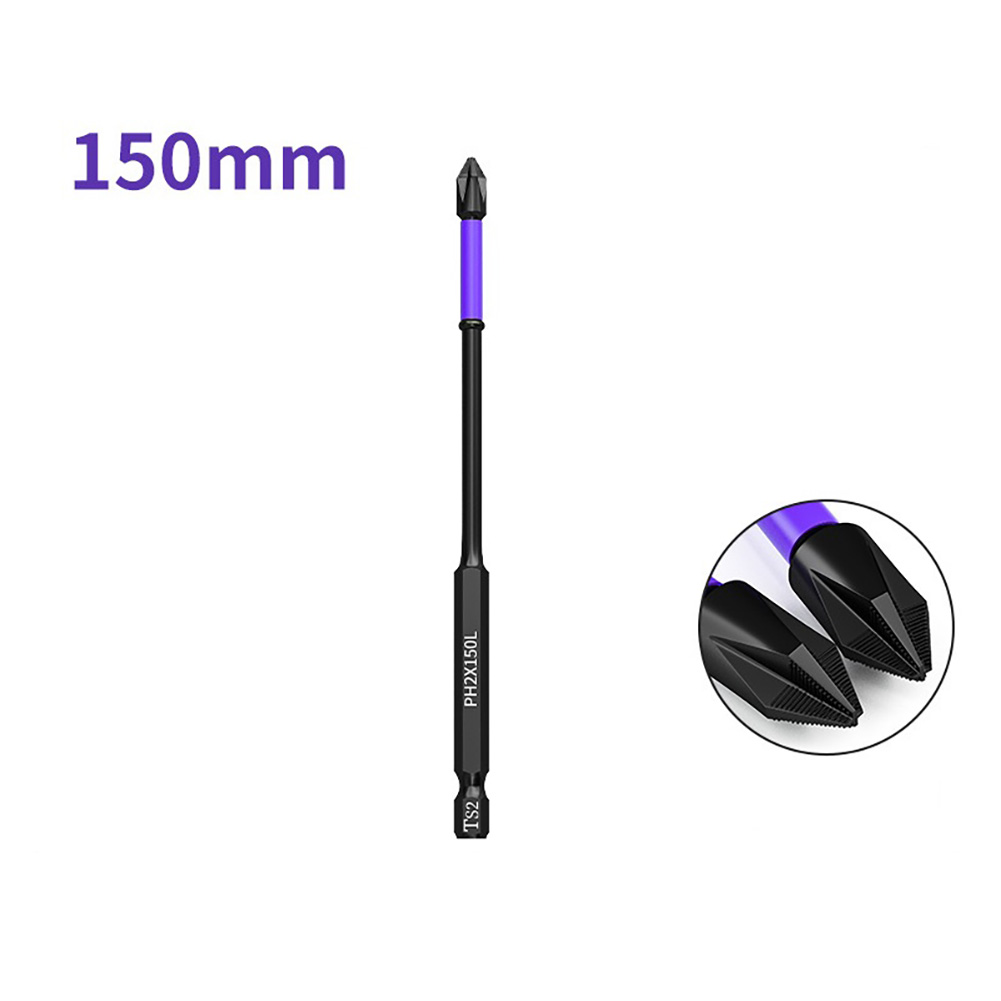 1pc ph2 magnetiske skrutrekkere med batchhode og krysshardhet, slagbor, 25/50/65/70/90/150mm sklisikre skrutrekkerbits: Militærgrønn