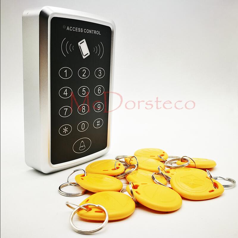 Standalone Access Controller with 10pcs EM keychains RFID Access Control Keypad digital panel Card Reader For Door Lock System: Yellow Keyfobs
