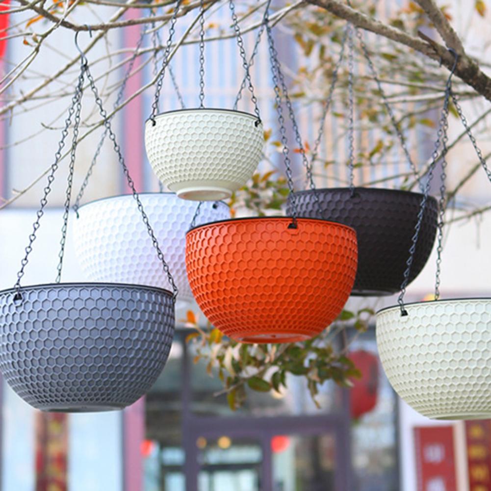 Beau pot de fleur extérieur en résine étanche, panier de plantes, auto-absorption d'eau, 3 Tan