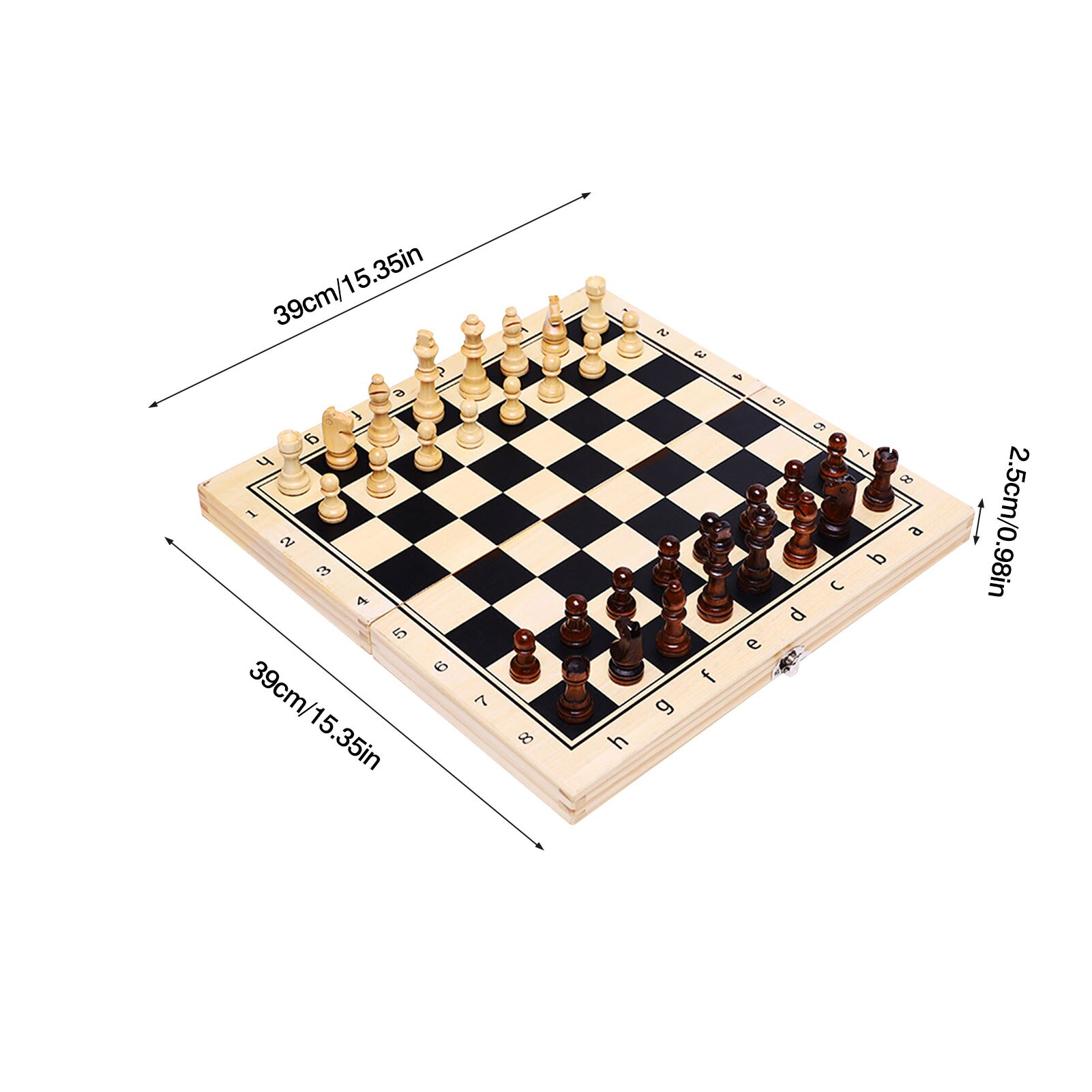 Drewniane składane przenośne szachy lekki zestaw zabawek edukacyjnych logiczna pamięć mądrość szkolenia prezent dla dzieci dorosłych: 39x39cm