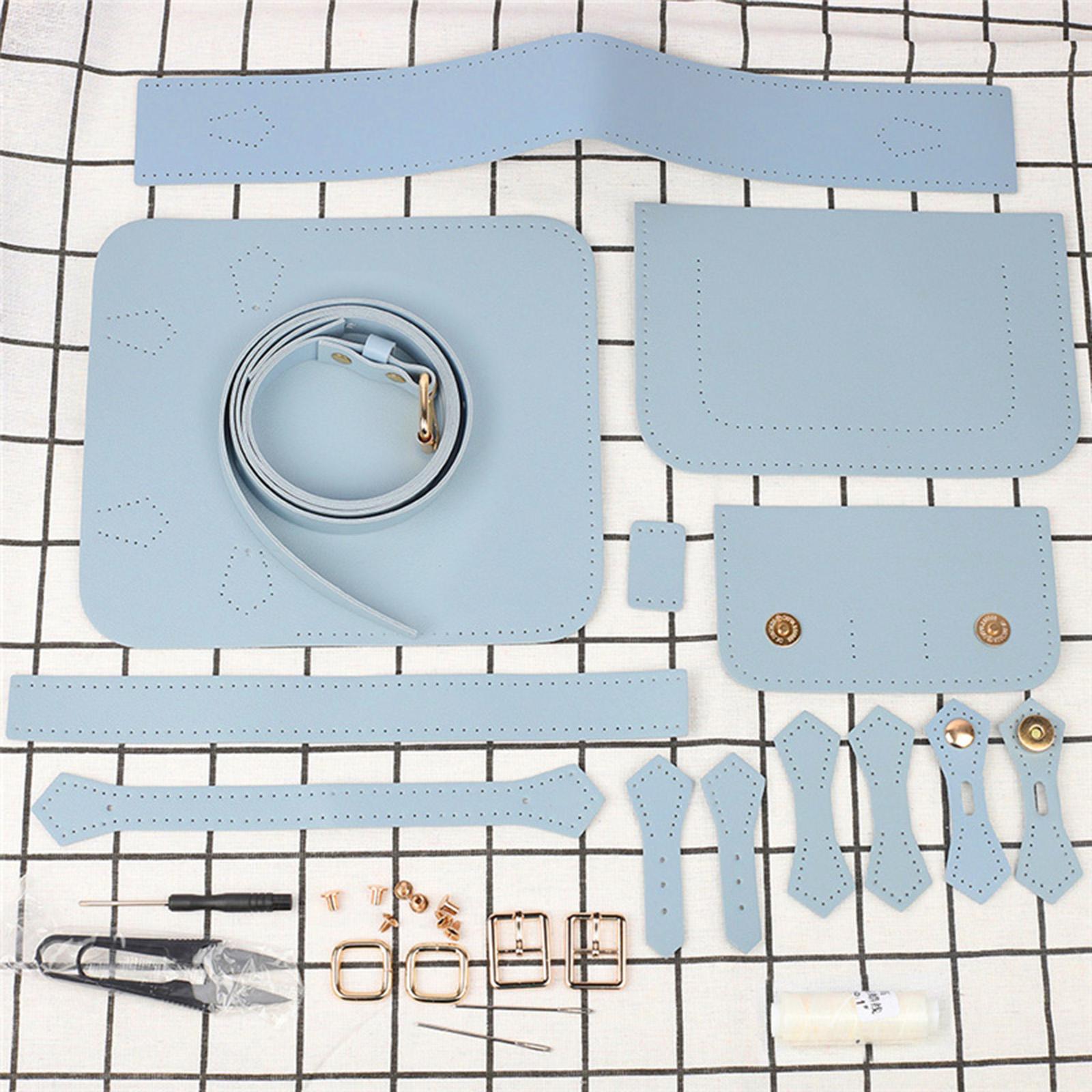 DIY Sewing Stitching Womens Leather Bag Making Tools Complete Kit Handbag: Blue