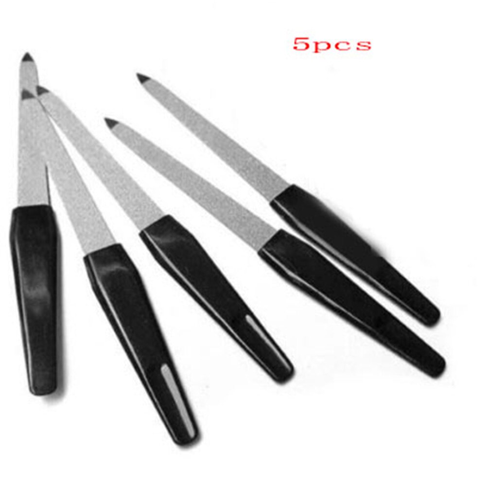 Juego de limas de Metal de doble cara para uñas, manicura con bordes fuertes, afilado, cuidado de uñas, belleza, pedicura, cuidado de los pies, 5 unids/set