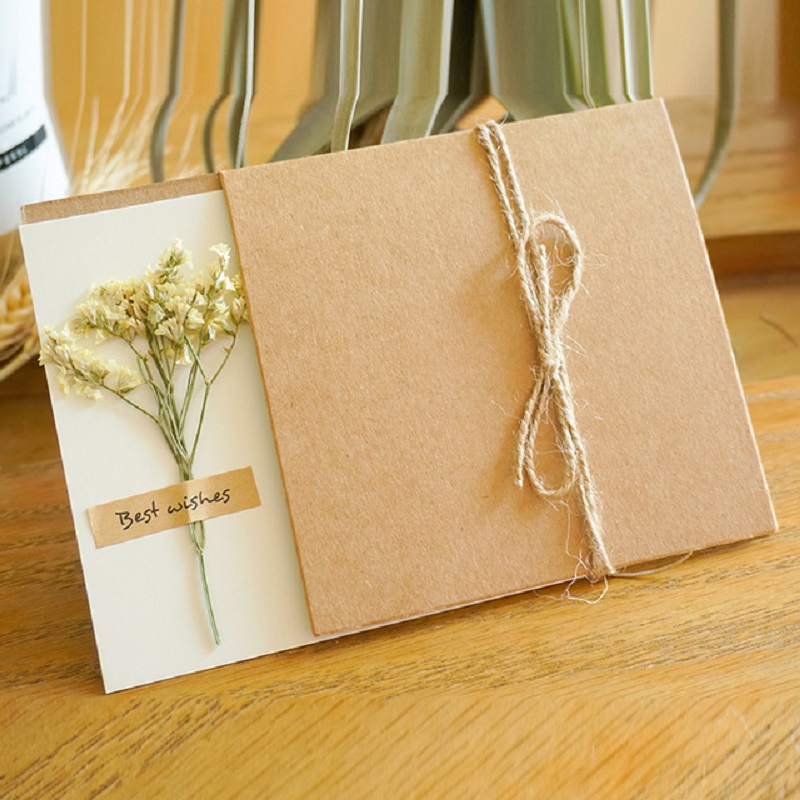 1Pack 17*12cm Kraft leer getrocknete blumen Geburtstag Karte für Weihnachten hochzeit einladung karte grußkarten mit sonnenblume Rose: 12