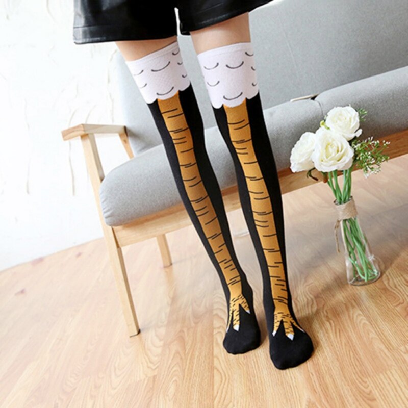 3D Funny Chicken Winter Autumn Women's Socks Cartoon Thigh High Sock cute Thin Toe Feet Socks Halloween Party cosplayD
