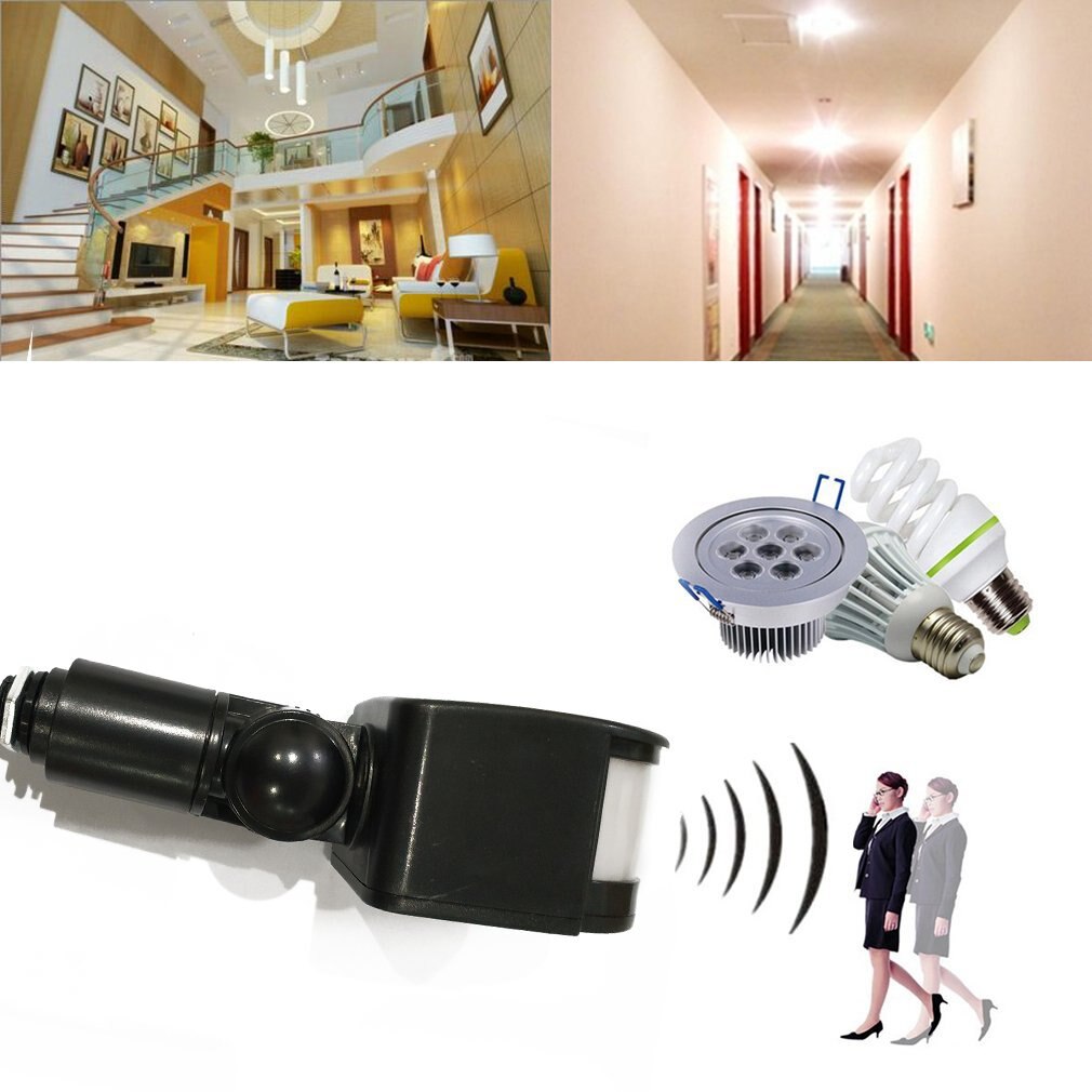 Universal Motion Sensor Light Switch Outdoor AC 220V Automatic Infrared PIR Motion Sensor Switch With LED Light