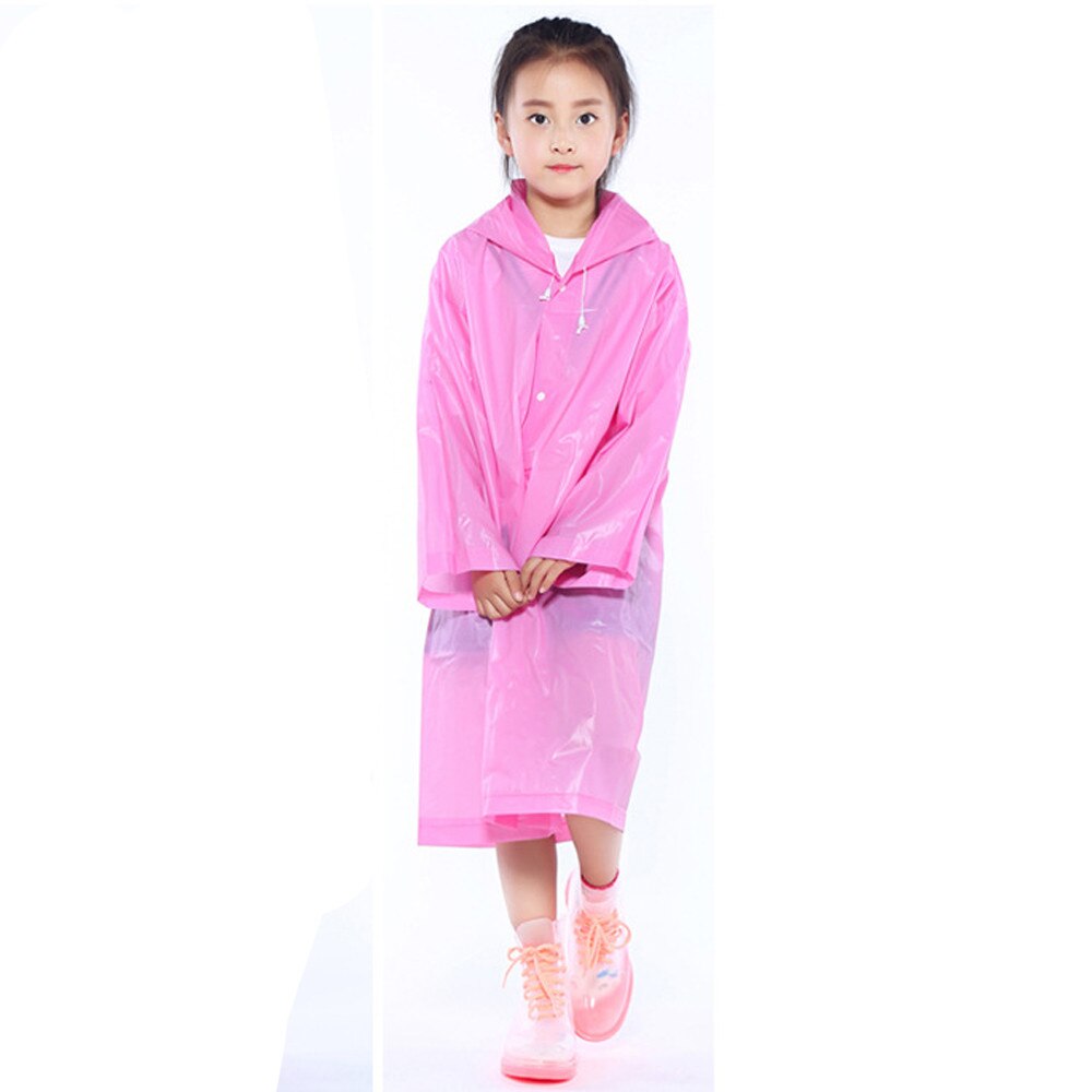 Børns regnfrakke 1 vandtæt jakke 1pc bærbare genanvendelige regnfrakker børn regnponchoer til 6-12 år: Lyserød