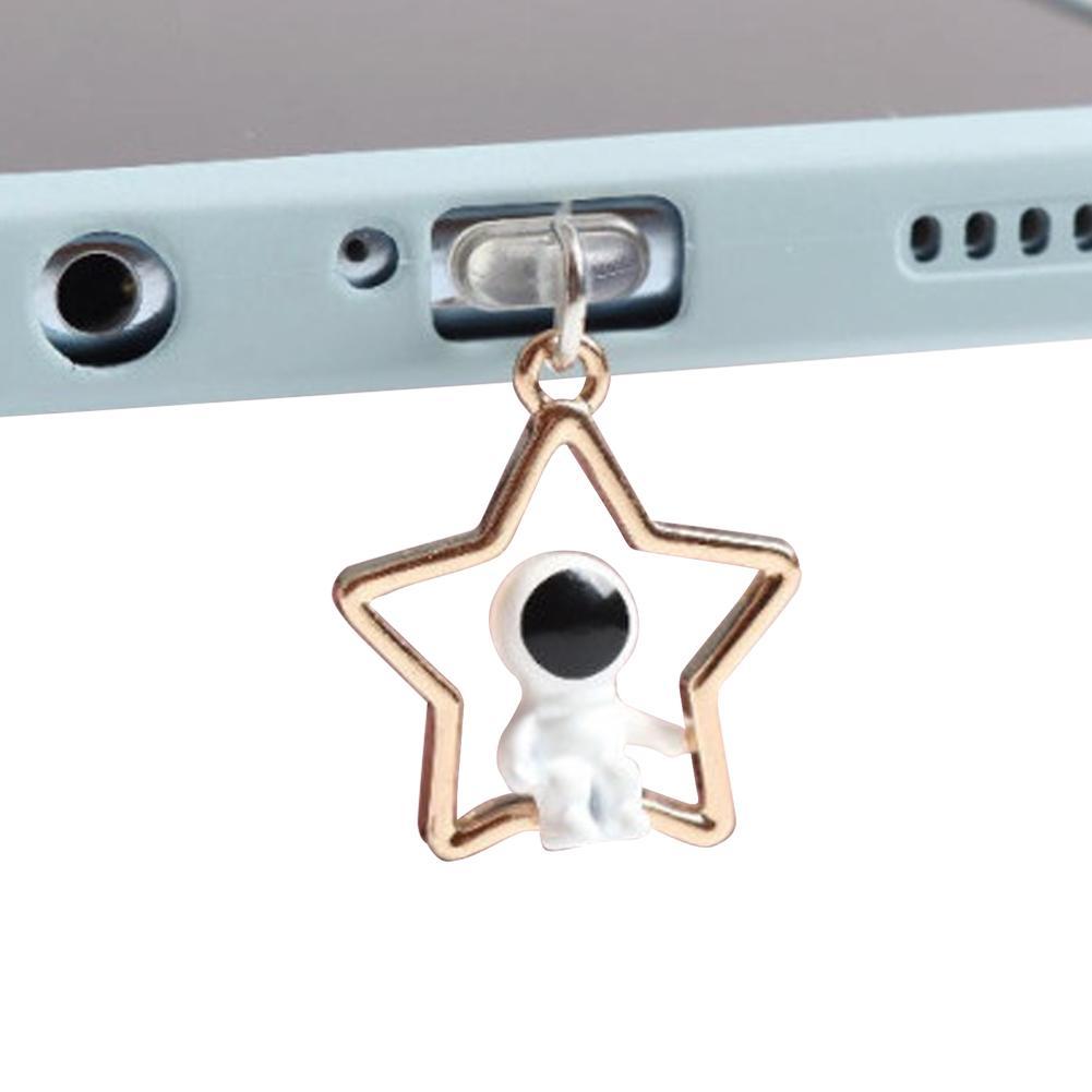 Dreidimensionaler astronauten-handy-kopfhöreranschluss-universal-staubschutzstopfen für apple und android-datenanschluss, anhänger zum versenden