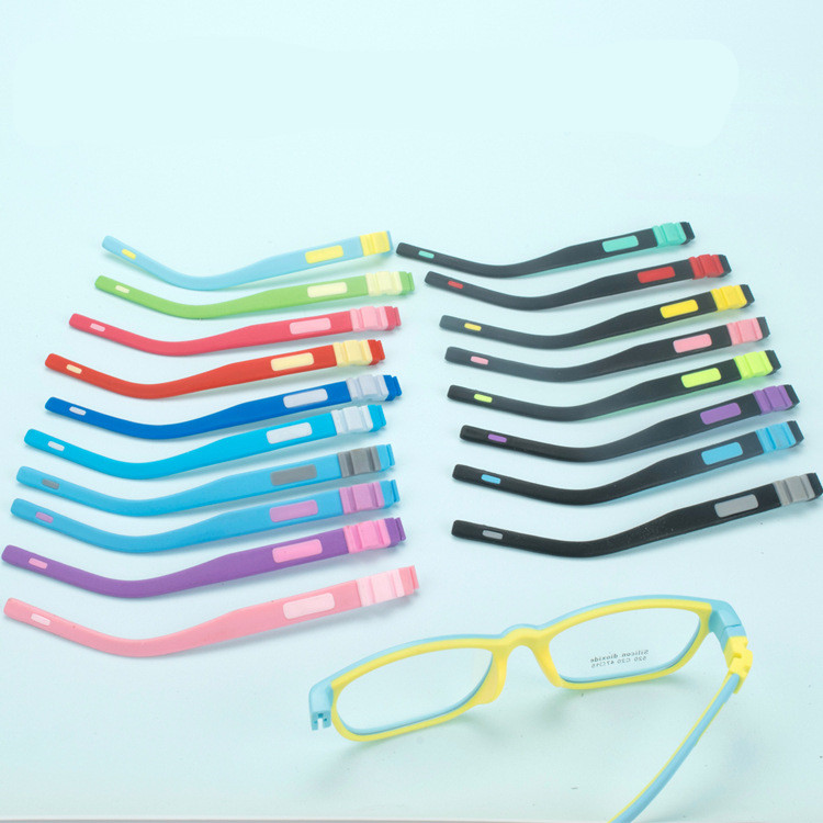 Children&#39;s silicone glasses legs Snap-on color silicone temples pair Multi-color optional Children&#39;s glasses accessories