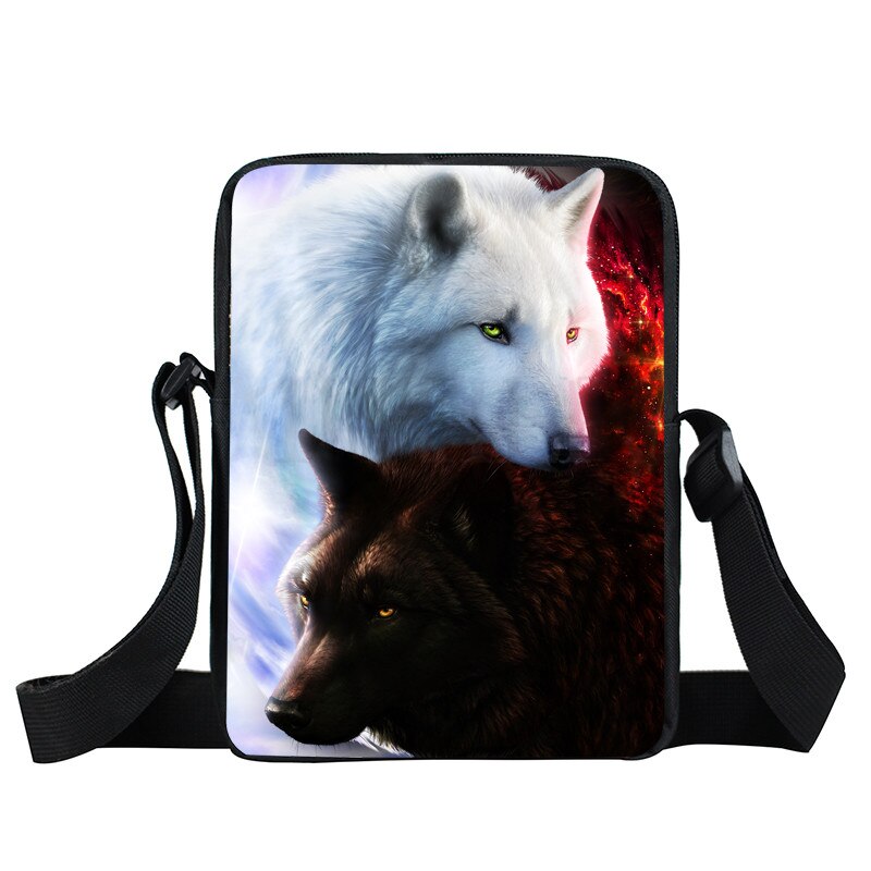 cool animal wolf print shoulder bag mens women handbag teenager boys girls mini messenger bag cute totes samll cross bags bokbag: XKB LANG28