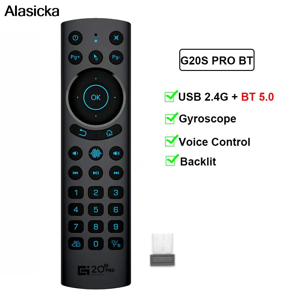 G20S PRO Inteligentny pilot głosowy 2.4G Bezprzewodowy podświetlany żyroskop BT5.0 Air Mouse Nauka na podczerwień dla Android TV Box G20 BTS Plus