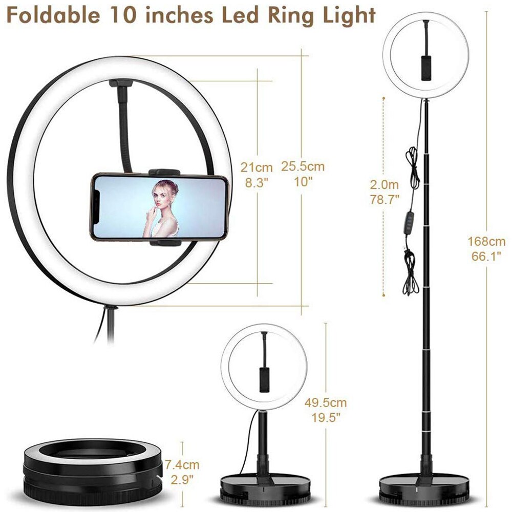 26CM Tragbare LED Dimmbare Ring Licht Universal Selfie Ring Klapp Schönheit Make-Up Füllen Licht Für Video Studio VK Live mit Stand