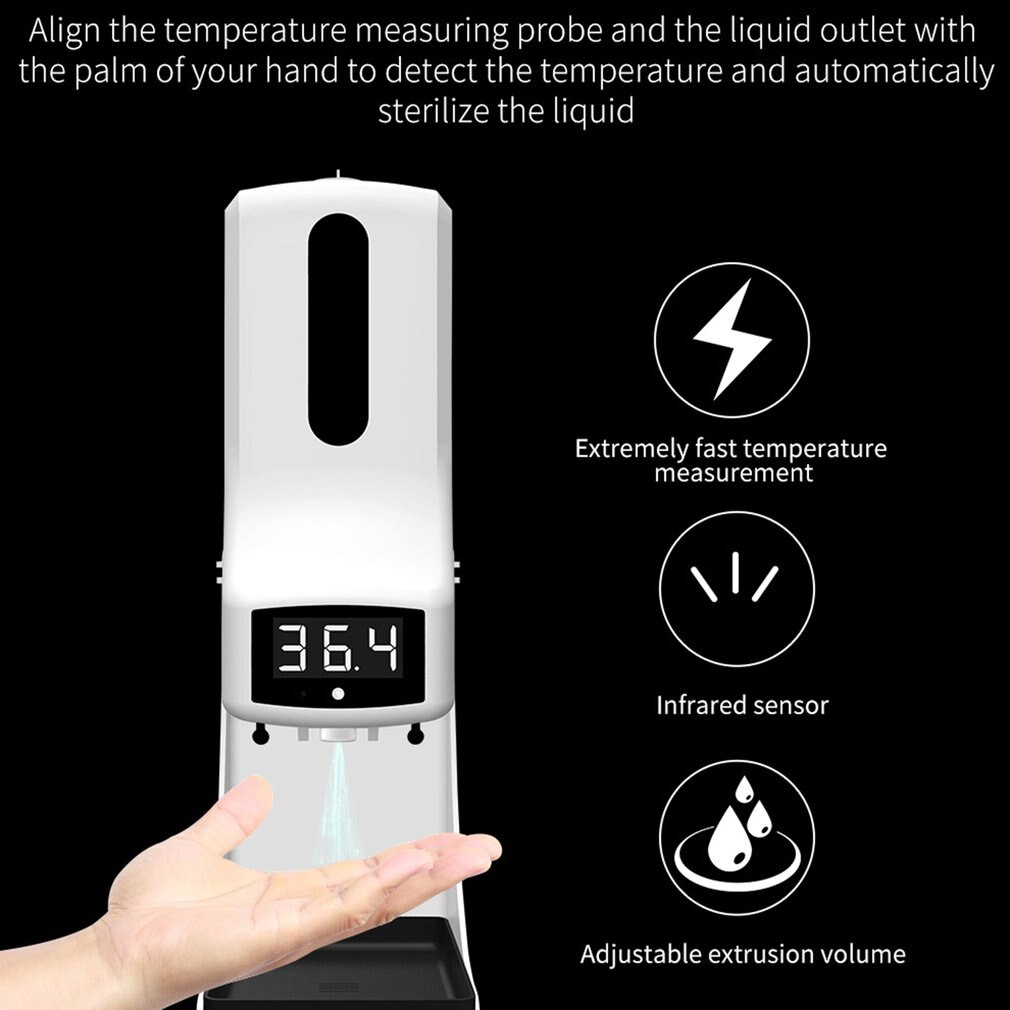 K9 Pro 2-in-1 Non-contact Digital Infrared Thermometer and 1000ml Automatic Sensor Soap Dispenser Support 12 National Languages