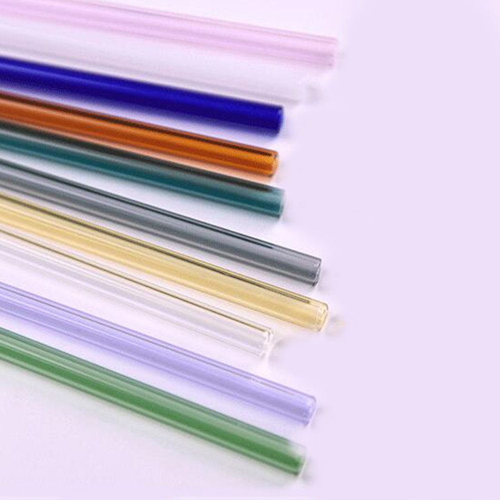 Reusable Glass Straws Colorful Clear Drinking Straws Wedding Birthday Party Drinking Straw Straight Bent Shape Portable Straws