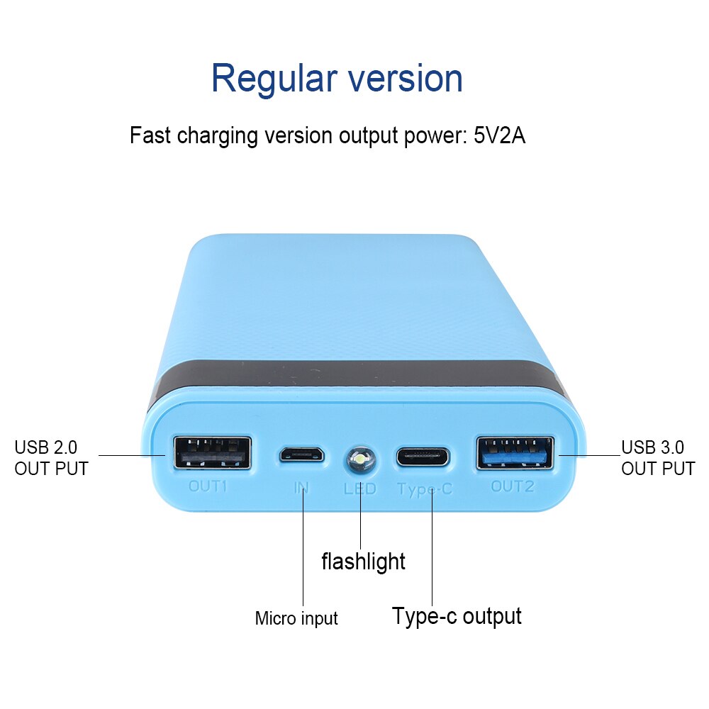 Micro Type C Dual USB Ports DIY Powerbank Case 10x18650 Battery LED Digital Display Power Bank Kit External Charge Box