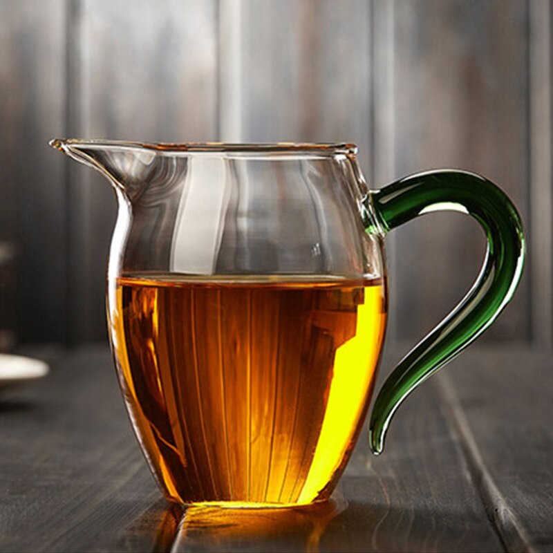 Verdickt glas messe tasse wärme-beständig Tee Separator Farbe gürtel griff Tee Haikungfu glas Tee zeremonie Tee-einstellen zubehör: Grün handhaben