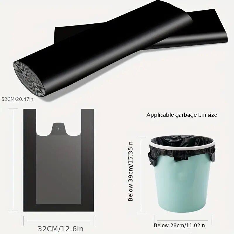 50/100 stuks zwarte vuilniszakken voor huishoudelijk gebruik, keuken, badkamer, camping, schoonmaak, wegwerp vuilniszakken met handvat, draagbaar