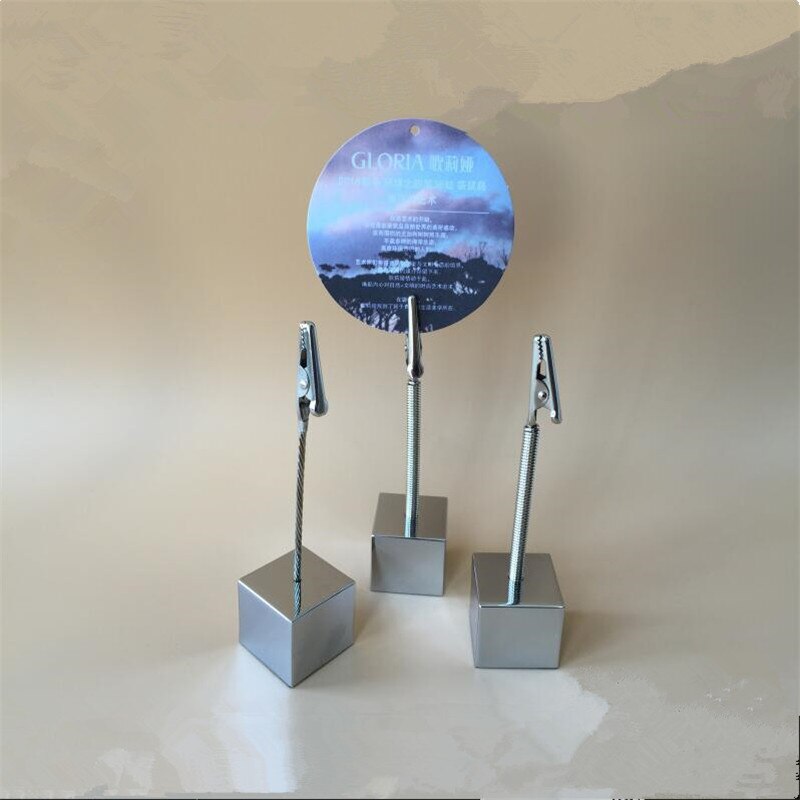 Metal Cube Base Card Note Holder Memo Clips Wedding Place Photo Message Clamps Business Card Holder Stand Office Desk Organizer