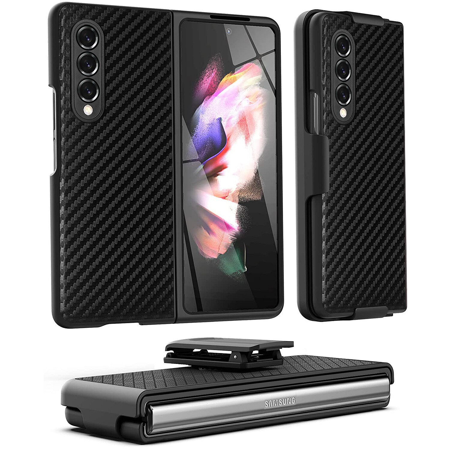 Custodia DuraClip per Samsung Galaxy Z Fold 3 custodie con Clip da cintura Cover anteriore/posteriore sottile con fondina per Galaxy Z Fold 3 Funda: H