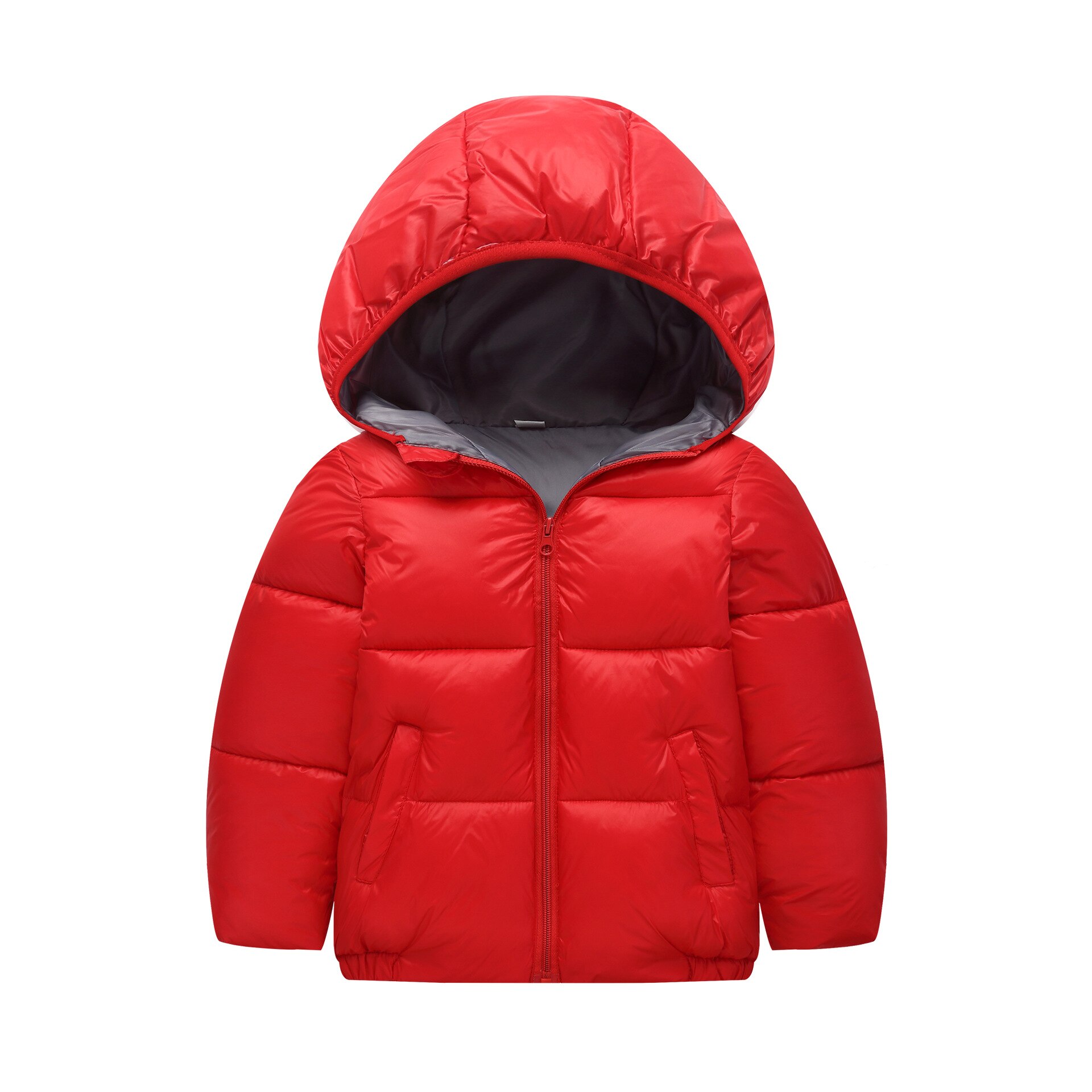Warm Winddicht Katoen Gewatteerde Jas Voor Kinderen Korte Stijl Down Katoenen Kleding Hooded Effen Kleur Jongens Kids Winter Kleding: Red / 6T
