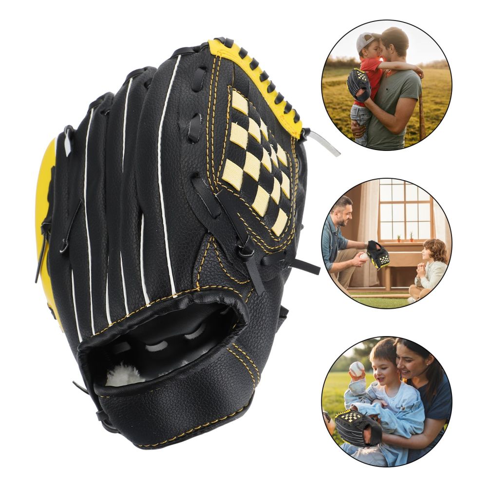 1Pc Honkbal Handschoen Praktische Softbal Handschoen Duurzaam Sport Handschoen (Geel Zwart)