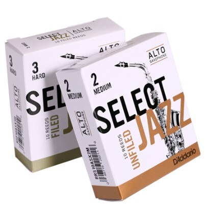 Rico by D'addario Select Jazz Alto Sax Cañas en 2-3 Soft, Medium, Hard, paquete de 1/pieza o 10/piezas disponible