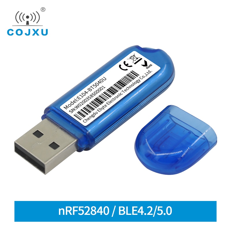 E104-BT5040U USB BLE Dongle nRF52840 2360-2500MHz 8dBm 250m Range 5V BLE 4.2 and BLE 5.0 PCB Antenna USB Bluetooth Dongle