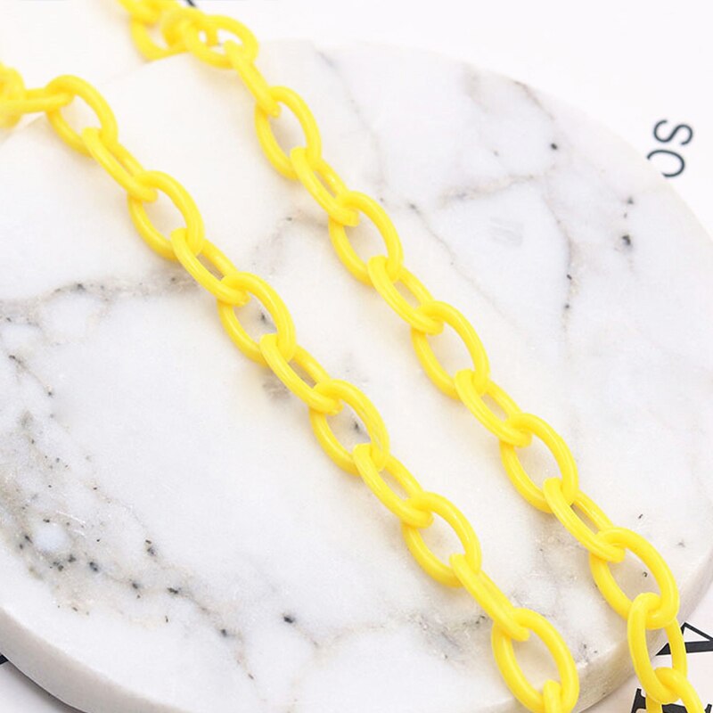 DoreenBeads Bunte Kunststoff Geschlossen Gelötet Link Kabel Kette Oval DIY Herstellung Von Schmuck Erkenntnisse 13x8mm, 42cm Lang, 2 PCs: Yellow