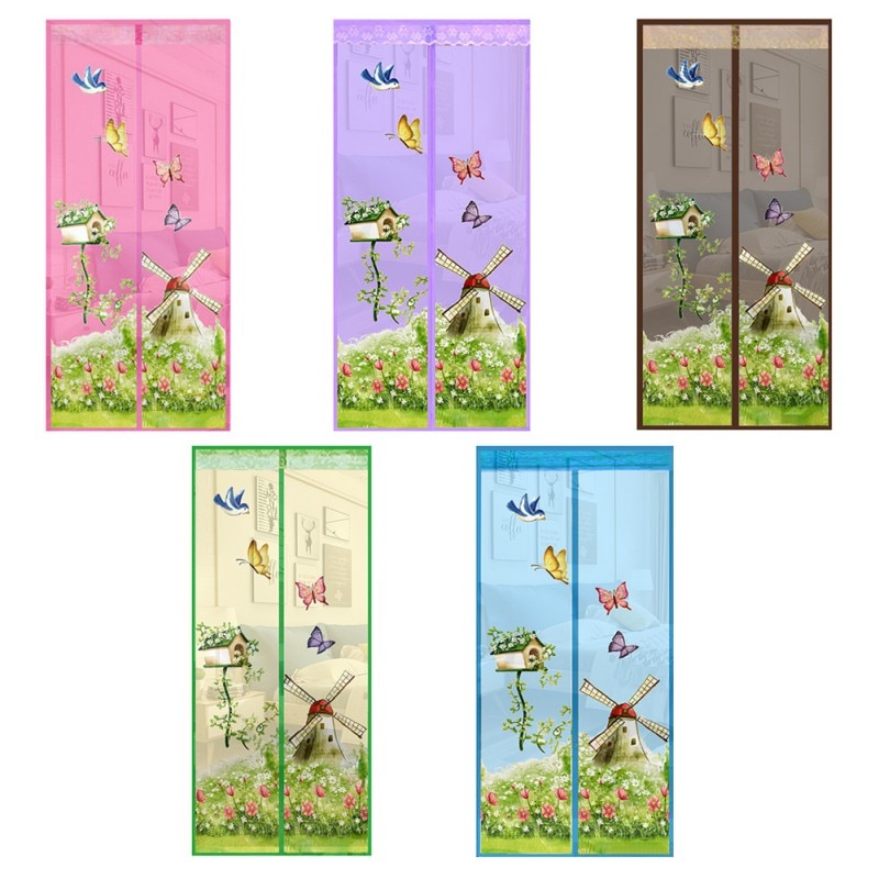 Mosquitera magnética de cifrado, cortina repelente de Mosquitos de estilo de casa con flores, evita que los mosquitos entre en el interior