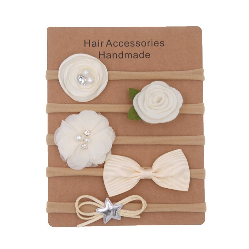 6pcs/set Elastic Flower Headbands for Baby Girls Hair Accessories Baby Girls Bow Nylon Turban Skinny Stretchy Rubber Hair ban