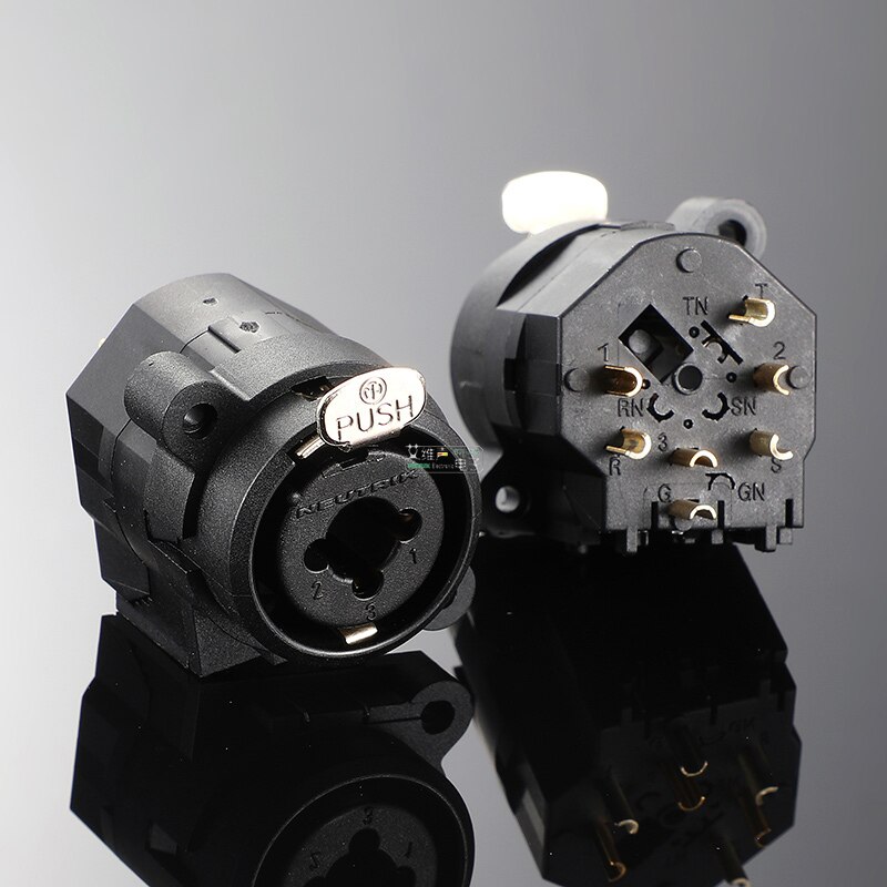Neutrik 3 Pole XLR/Stereo Jack Hybrid Chassis Connector Combo Cannon Female Receptacle with 1/4" Audio Plug Horizontal PCB Mount
