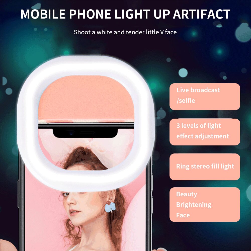 Lámpara Universal para selfi, lente de teléfono móvil, Flash portátil, led ajustables, anillo luminoso, Clip de luz para iPhone 8, 7, 6 Plus, Samsung