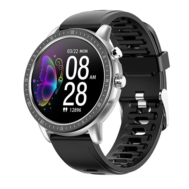 Smart Watch Women Full Touch Waterproof Multi-sports mode Pedometer Heart Rate Smartwatch Fitness Bracelet for Lady: Silicon Black Silver